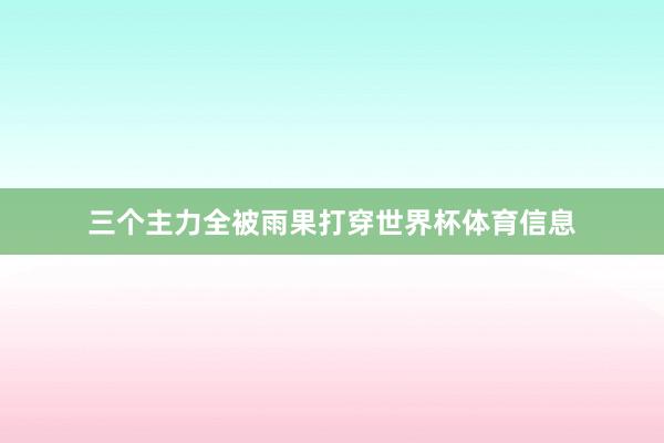三个主力全被雨果打穿世界杯体育信息