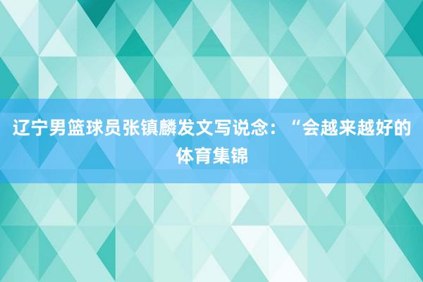 辽宁男篮球员张镇麟发文写说念：“会越来越好的体育集锦