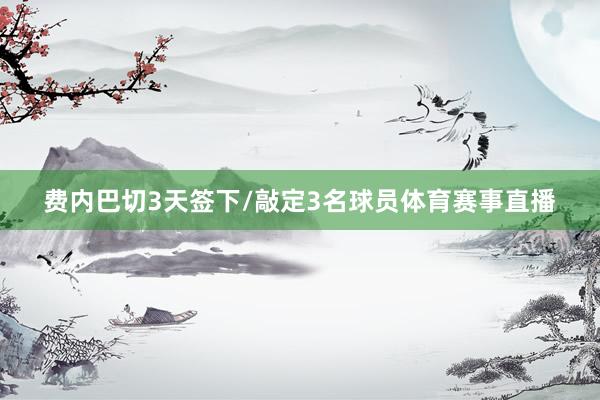 费内巴切3天签下/敲定3名球员体育赛事直播